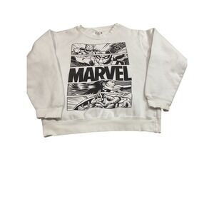 Marvel Comics Graphic Sweatshirt White Spider-Man Iron Man Captain America Small